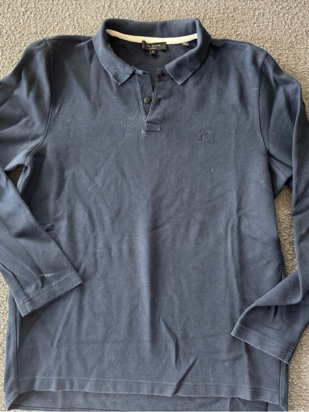 Ted Baker "Pacto" Navy Long Sleeve Polo Shirt - Men's Size 3